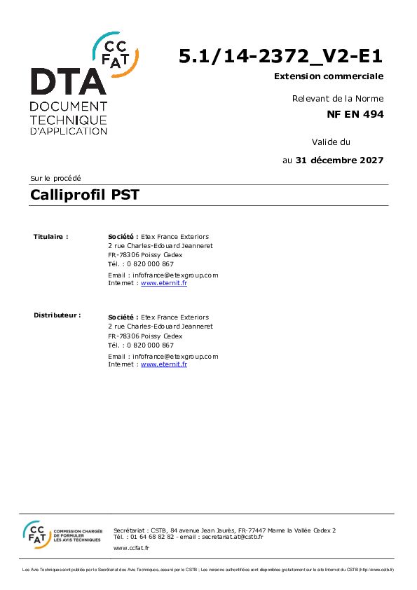 DOCUMENT TECHNIQUE D'APPLICATION  PST 230 CALLIPROFIL